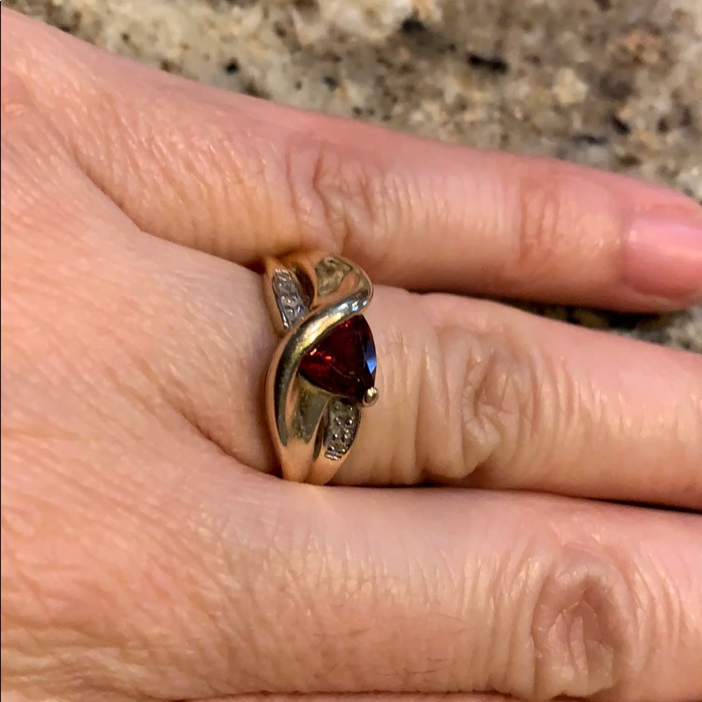 Diamonds and garnet ring